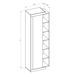 Garnero Arredamenti Colonna libreria 67x200h cm 1 anta moderna bianco lucido rovere Aria Discount