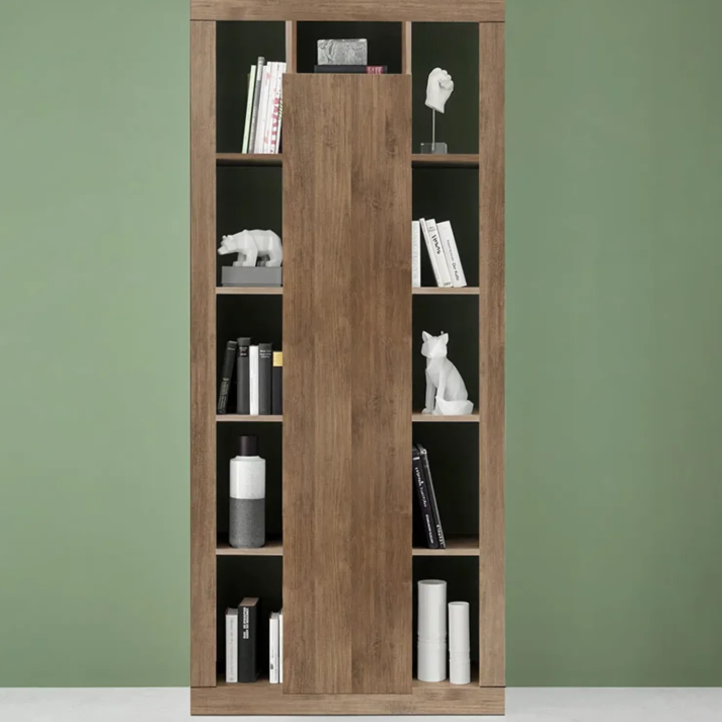 Garnero Arredamenti Colonna libreria 95x217h cm 1 anta rovere scuro Trilogy Noce New