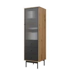 Garnero Arredamenti Colonna soggiorno 52x180h cm 1 anta 3 cassetti rovere nero Herning Clearance