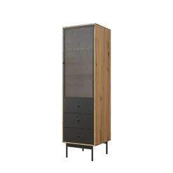 Garnero Arredamenti Colonna soggiorno 52x180h cm 1 anta 3 cassetti rovere nero Herning Clearance