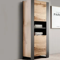 Garnero Arredamenti Colonna soggiorno 65x171h cm 2 ante 2 vani a giorno legno antracite Tampere Clearance