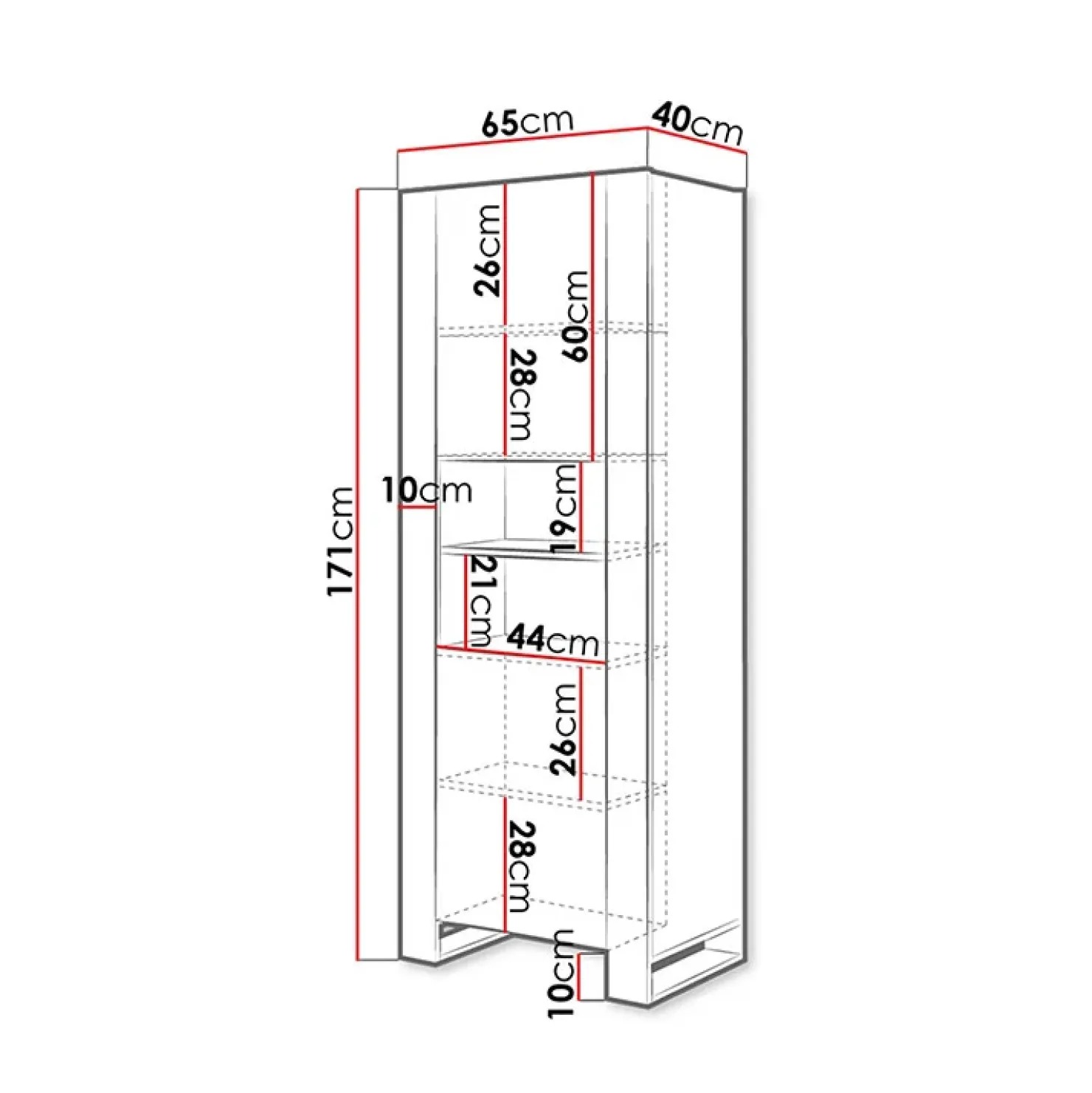 Garnero Arredamenti Colonna soggiorno 65x171h cm 2 ante 2 vani a giorno legno antracite Tampere Clearance