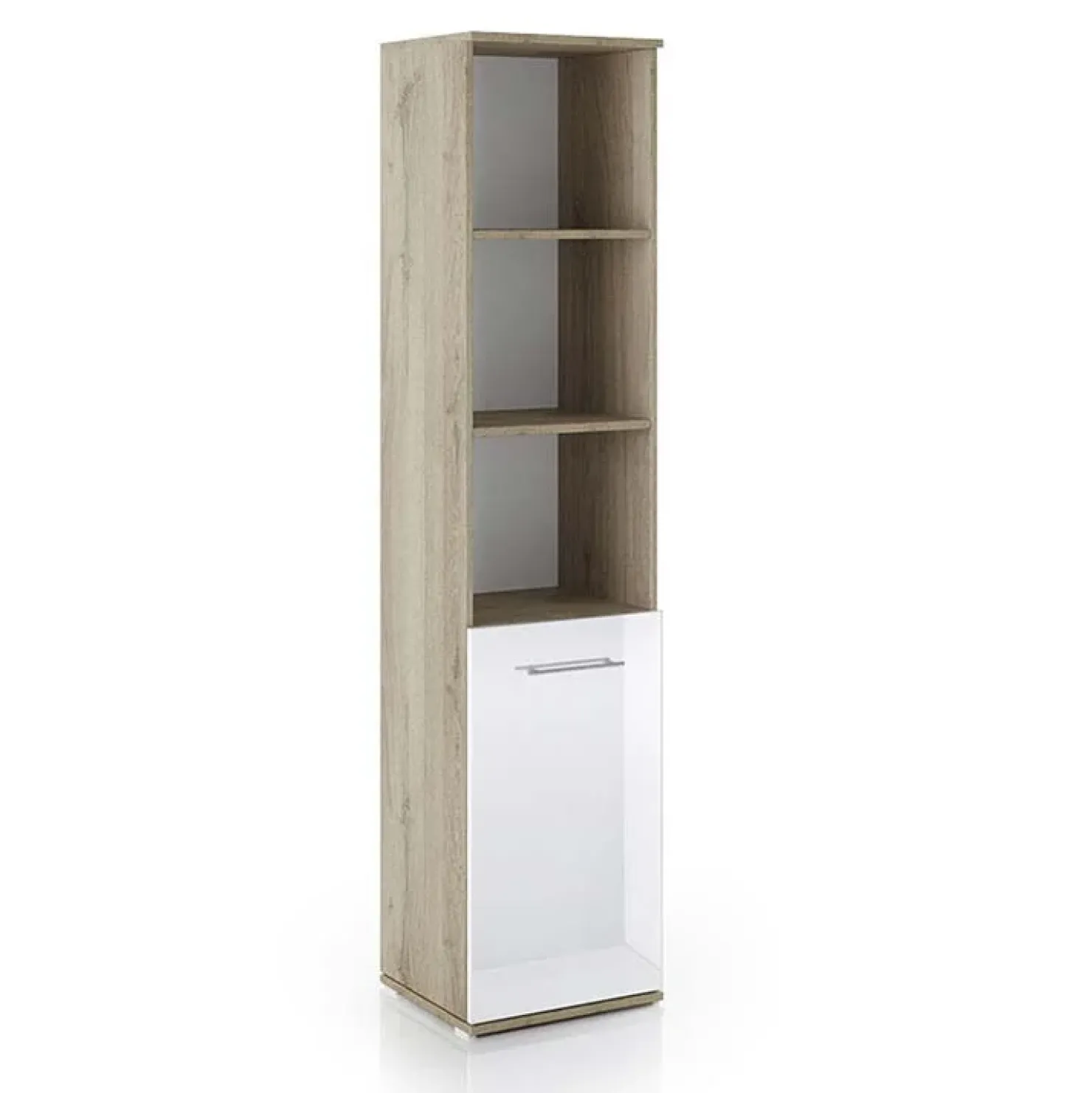 Garnero Arredamenti Colonna ufficio 40x176h cm libreria 1 anta e ripiani rovere bianco lucido Time D Bianco Lucido - Rovere Discount