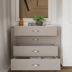 Garnero Arredamenti Comò moderno 117x92h cm 4 cassetti beige cashmere Emporio Hot