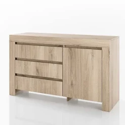 Garnero Arredamenti Comò 137x81h cm 1 anta 3 cassetti moderno rovere sonoma Panama Discount