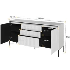 Garnero Arredamenti Comò 136x91h cm 1 anta 3 cassetti con LED grigio nero Luna Hot