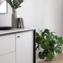 Garnero Arredamenti Comò 136x91h cm 1 anta 3 cassetti con LED grigio nero Luna Hot