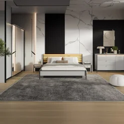 Garnero Arredamenti Comò 136x91h cm 1 anta 3 cassetti con LED grigio nero Luna Hot