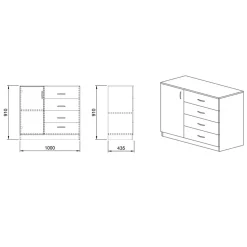Garnero Arredamenti Comò 100x91h cm 1 anta con cassetti sonoma Piero Rovere Clearance