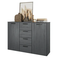 Garnero Arredamenti Comò 132x93h cm 2 ante 4 cassetti Cortina Gihome® Ossido Clearance