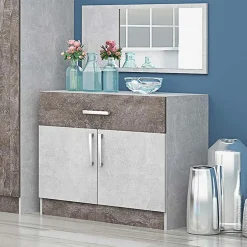 Garnero Arredamenti Comò 80x73h cm 2 ante 1 cassetto moderno cemento ossido Gorizia Cemento - Ossido New