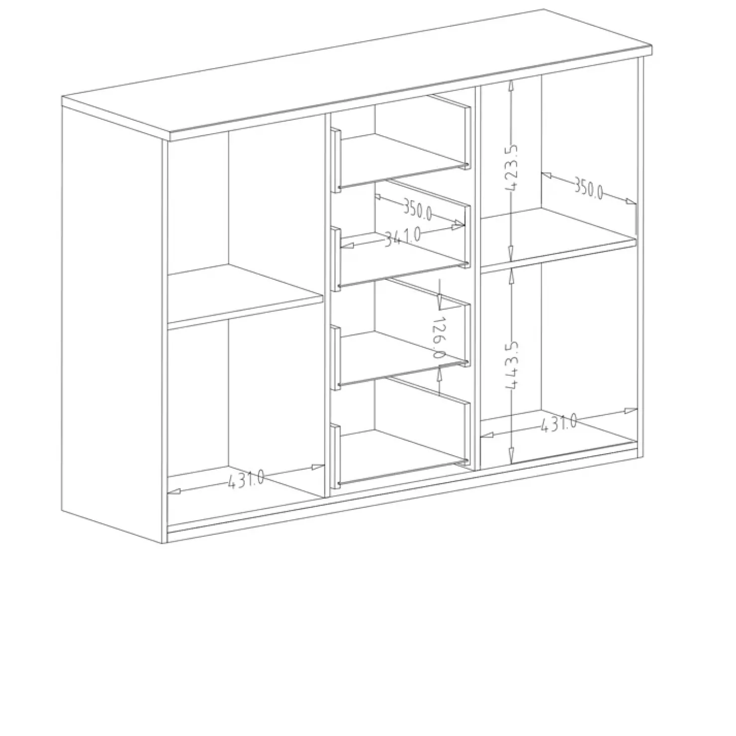 Garnero Arredamenti Comò 132x94h cm 2 ante con cassetti nero Vulcano Rovere New