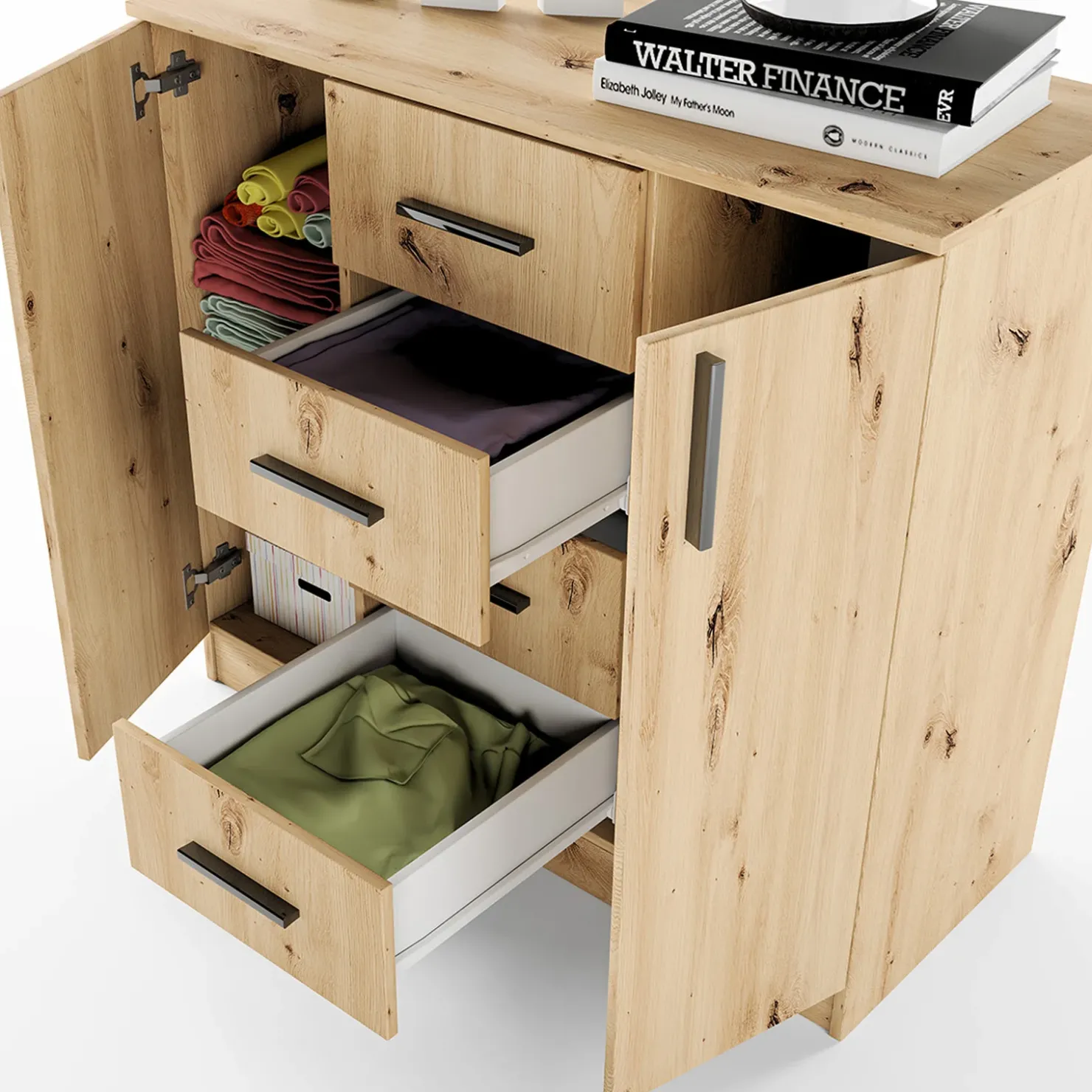 Garnero Arredamenti Comò 100x91h cm 2 ante con cassetti moderno Marian Rovere Rustico