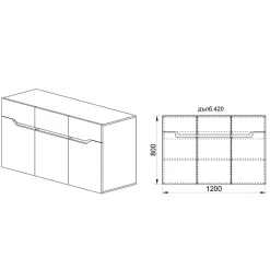 Garnero Arredamenti Comò 120x81h cm 3 ante moderno bianco lucido Twilight Discount