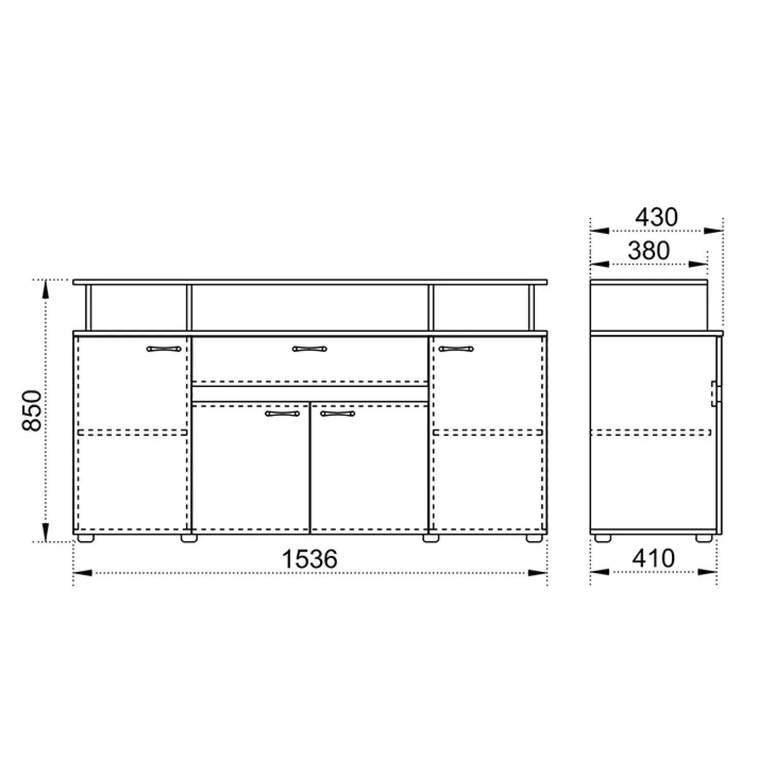 Garnero Arredamenti Comò 154x85h cm 4 ante moderno Pippo Noce New