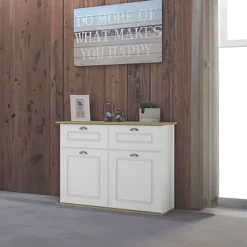 Garnero Arredamenti Comò 83x72h cm 2 cassetti 2 ante shabby bianco opaco Loira Discount