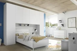 Garnero Arredamenti Comò 104x80h cm 3 cassetti con maniglie bianche moderno bianco Enjoy Bianco Opaco - Bianco New