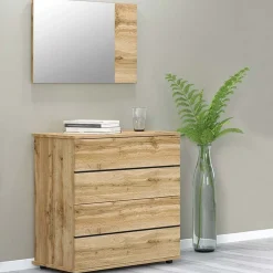 Garnero Arredamenti Comò 80x80h cm 4 cassetti con specchio moderno  quercia Tamika Clearance