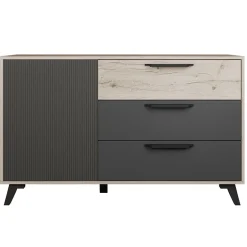 Garnero Arredamenti Comò 130x80h cm 3 cassetti moderno rovere antracite opaco Urbino Clearance