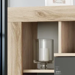 Garnero Arredamenti Comò 120x90h cm 3 cassetti moderno rovere antracite lucido Senna Online