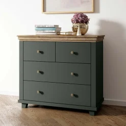 Garnero Arredamenti Comò 90x81h cm 4 cassetti moderno verde quercia Texel