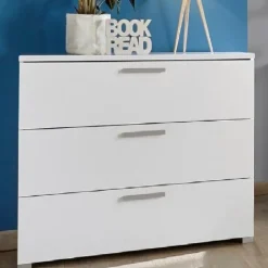 Garnero Arredamenti Comò 104x80h cm 3 cassetti moderno bianco artico Enjoy Bianco Opaco - Grigio