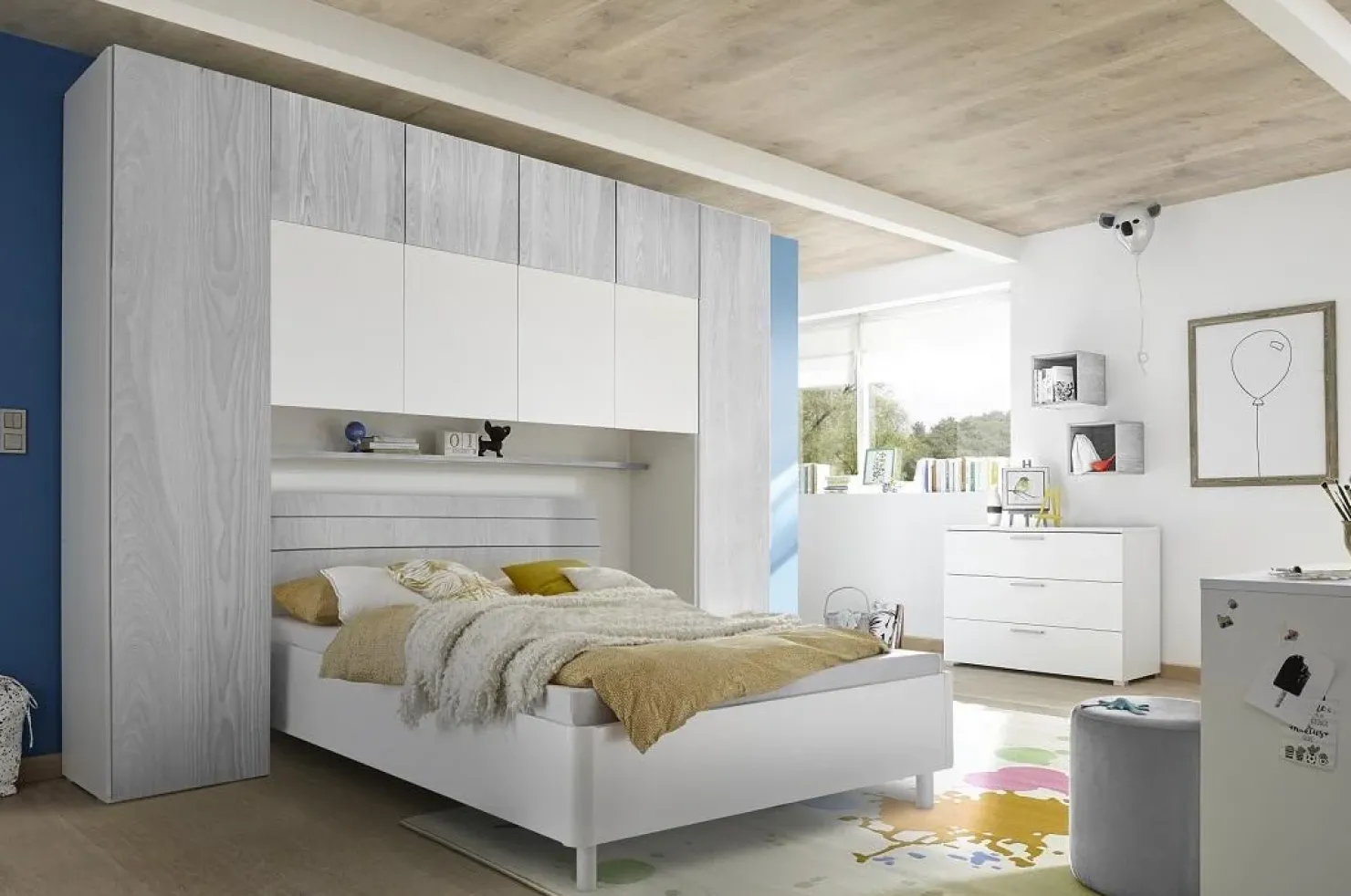 Garnero Arredamenti Comò 104x80h cm 3 cassetti moderno bianco artico Enjoy Bianco Opaco - Grigio