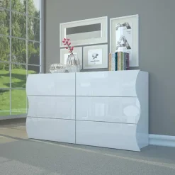 Garnero Arredamenti Comò 155x82h cm 6 cassetti moderno bianco lucido Sea Gihome® New