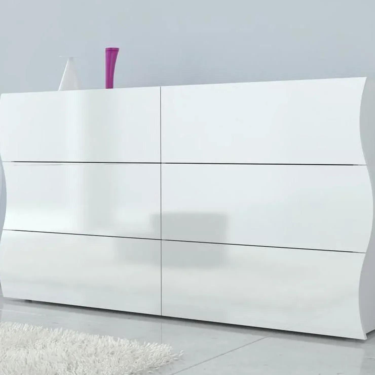 Garnero Arredamenti Comò 155x82h cm 6 cassetti moderno bianco lucido Sea Gihome® New