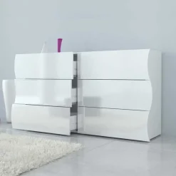 Garnero Arredamenti Comò 155x82h cm 6 cassetti moderno bianco lucido Sea Gihome® New
