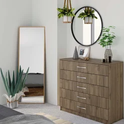 Garnero Arredamenti Comò 80x92h cm 5 cassetti moderno Saviano Noce Best