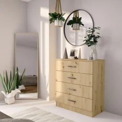 Garnero Arredamenti Comò 80x91h cm 4 cassetti moderno Cavour Gihome® Rovere Rustico