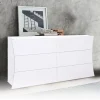 Garnero Arredamenti Comò 150x82h cm 6 cassetti moderno bianco lucido Neve