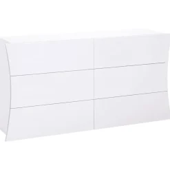 Garnero Arredamenti Comò 150x82h cm 6 cassetti moderno bianco lucido Neve