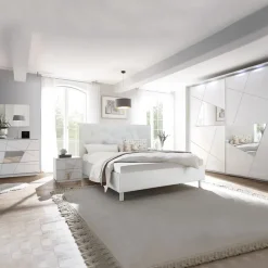 Garnero Arredamenti Comò 104x85h cm moderno bianco opaco frassinato con serigrafia e specchio Olimpo Discount