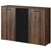 Garnero Arredamenti Comò 132x93h cm moderno rovere scuro nero Lisbona Gihome® Outlet