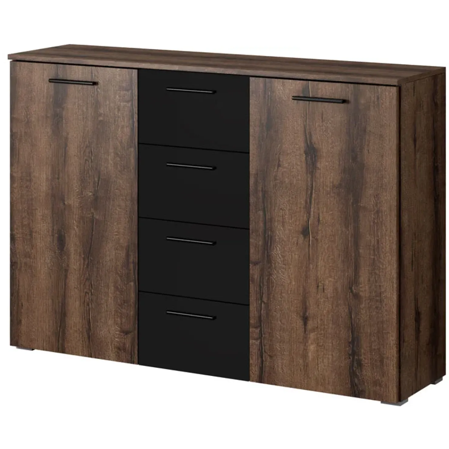 Garnero Arredamenti Comò 132x93h cm moderno rovere scuro nero Lisbona Gihome® Outlet