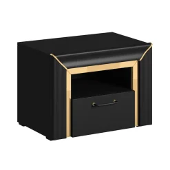 Garnero Arredamenti Comodino moderno 1 cassetto 60x44cm nero oro Benz Sale