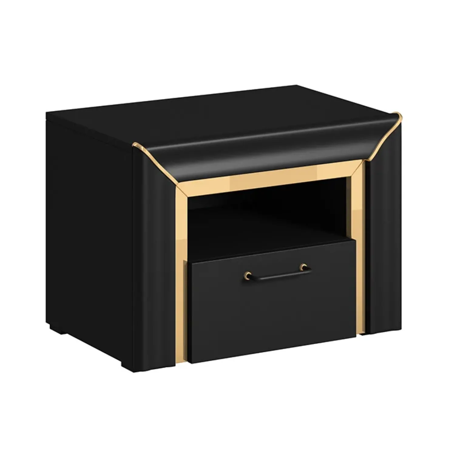 Garnero Arredamenti Comodino moderno 1 cassetto 60x44cm nero oro Benz Sale
