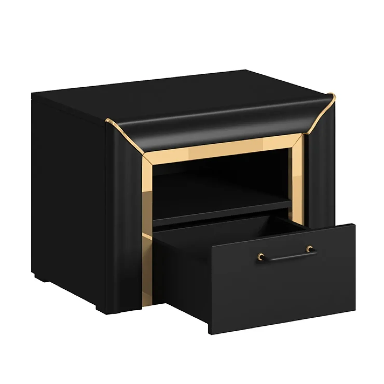 Garnero Arredamenti Comodino moderno 1 cassetto 60x44cm nero oro Benz Sale