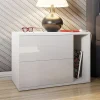 Garnero Arredamenti Comodino moderno 57x40h cm 2 cassetti con vano bianco Bird Discount