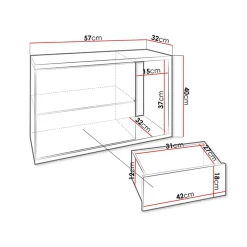 Garnero Arredamenti Comodino moderno 57x40h cm 2 cassetti con vano bianco Bird Discount
