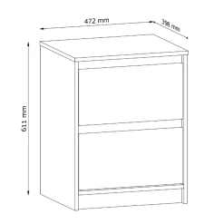 Garnero Arredamenti Comodino moderno 47x40h cm 2 cassetti rovere Funny Clearance
