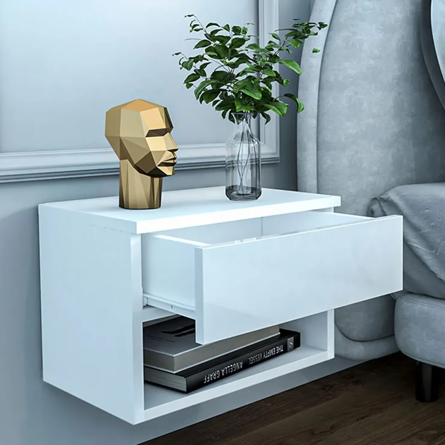 Garnero Arredamenti Comodino sospeso 45x32h cm con cassetto bianco Frog Online