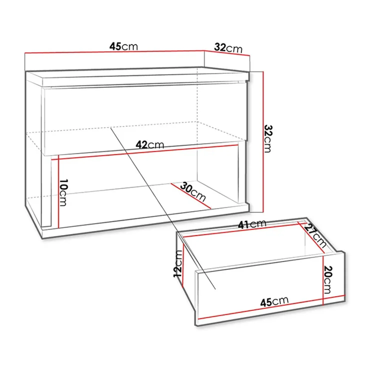 Garnero Arredamenti Comodino sospeso 45x32h cm con cassetto bianco Frog Online