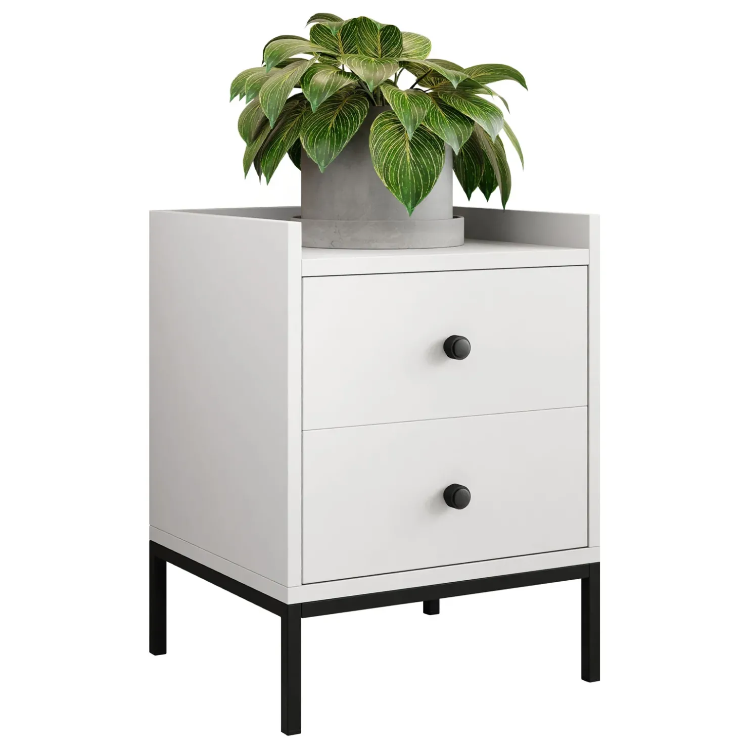 Garnero Arredamenti Comodino 40x47h cm 2 cassetti design moderno bianco Pollon New