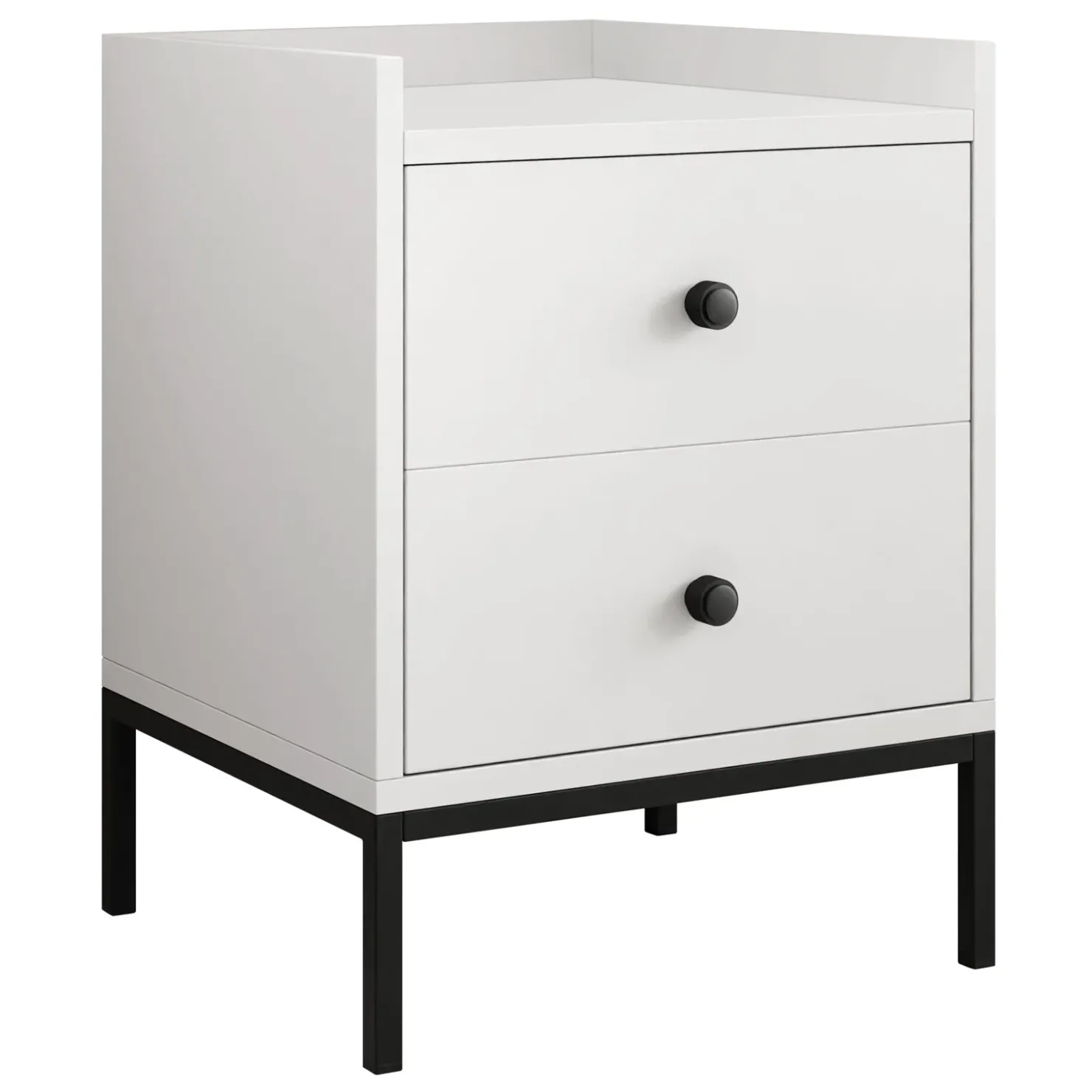 Garnero Arredamenti Comodino 40x47h cm 2 cassetti design moderno bianco Pollon New