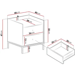 Garnero Arredamenti Comodino 40x47h cm 2 cassetti design moderno bianco Pollon New