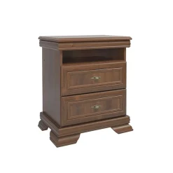 Garnero Arredamenti Comodino 58x68h cm 2 cassetti arte povera quercia Kelly Noce Outlet