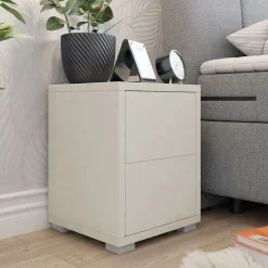 Garnero Arredamenti Comodino 30x38h cm 2 cassetti moderni Eindhoven Beige New